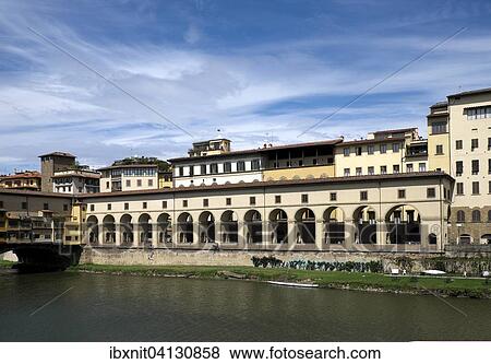 Corridoio Vasariano along the Arno river, Florence, Tuscany, Italy, Europe View Large Photo Image Stock Photo - Corridoio Vasariano along the Arno river, Florence, Tuscany, Italy, Europe. Fotosearch