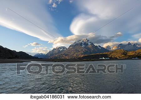 Cuernos del Paine and Lago Grey in evening light, Torres del Paine National Park, Chilean Patagonia, Chile, South America View Large Photo Image Stock Image - Cuernos del Paine and Lago Grey in evening light, Torres del Paine National Park, Chilean Patagonia, Chile, South America. Fotosearch