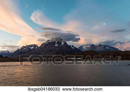 Cuernos del Paine and Lago Grey in evening light, Torres del Paine National Park, Chilean Patagonia, Chile, South America View Large Photo Image Stock Image - Cuernos del Paine and Lago Grey in evening light, Torres del Paine National Park, Chilean Patagonia, Chile, South America. Fotosearch