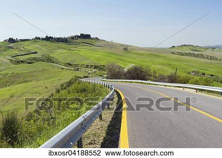 Curvy road through Crete, near Siena, Tuscany, Italy, Europe View Large Photo Image Stock Image - Curvy road through Crete, near Siena, Tuscany, Italy, Europe. Fotosearch