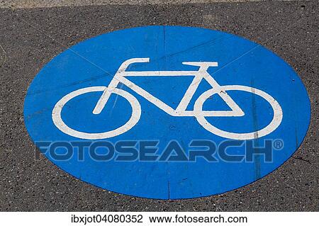 Cycle path marking on a pavement View Large Photo Image Stock Image - Cycle path marking on a pavement. Fotosearch