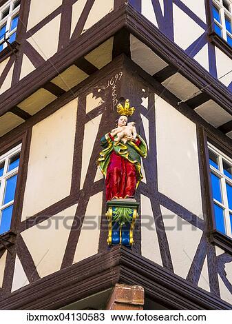 Decorated half-timbered houses in the historic centre, Miltenberg, Lower Franconia, Bavaria, Germany, Europe View Large Photo Image Stock Image - Decorated half-timbered houses in the historic centre, Miltenberg, Lower Franconia, Bavaria, Germany, Europe. Fotosearch