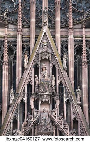Stock Photo - Detail above the entrance portal of the Strasbourg Cathedral, Strasbourg, Alsace, France, Europe. Fotosearch
