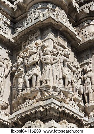Stock Photo - Detail view, stone carvings at Jagdish Temple, Udaipur, Rajasthan, India, Asia. Fotosearch