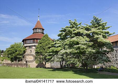 Stock Photo - Dicker Turm tower at the Esslinger Burg, or Esslingen Castle, Esslingen am Neckar, Baden-Wurttemberg, Germany, Europe. Fotosearch