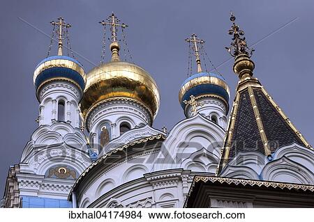 Domes of St. Peter and Paul Orthodox Church, Karlovy Vary, Bohemia, Czech Republic, Europe View Large Photo Image Picture - Domes of St. Peter and Paul Orthodox Church, Karlovy Vary, Bohemia, Czech Republic, Europe. Fotosearch