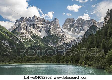 Durrensee lake in Hohlensteintal valley or Val di Landro, South Tyrol, at the back the Cristallo group Ampezzo Dolomites, Alps, Cortina d'Ampezzo, Veneto, Italy, Europe View Large Photo Image Stock Image - Durrensee lake in Hohlensteintal valley or Val di Landro, South Tyrol, at the back the Cristallo group Ampezzo Dolomites, Alps, Cortina d'Ampezzo, Veneto, Italy, Europe. Fotosearch