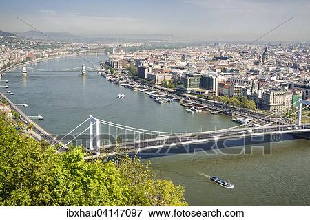 Elisabeth Bridge and the Danube, Budapest, Hungary, Europe View Large Photo Image Stock Photo - Elisabeth Bridge and the Danube, Budapest, Hungary, Europe. Fotosearch