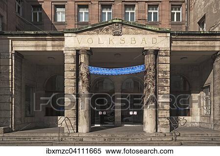 Entrance of the Volksbad public bath, Art Nouveau, Nuremberg, Middle Franconia, Bavaria, Germany, Europe View Large Photo Image Stock Photography - Entrance of the Volksbad public bath, Art Nouveau, Nuremberg, Middle Franconia, Bavaria, Germany, Europe. Fotosearch