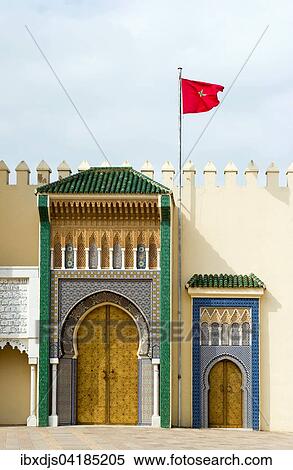 Entrance to Sultanate Palace, Dar-el-Makhzen, Fes, Morocco, Africa View Large Photo Image Stock Photography - Entrance to Sultanate Palace, Dar-el-Makhzen, Fes, Morocco, Africa. Fotosearch