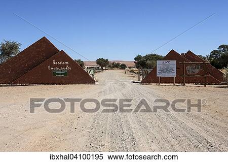 Entrance to the Sossusvlei at Sesriem Camp, Namib Desert, Namib Naukluft Park, Namibia, Africa View Large Photo Image Stock Photography - Entrance to the Sossusvlei at Sesriem Camp, Namib Desert, Namib Naukluft Park, Namibia, Africa. Fotosearch