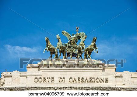Stock Photo - Equestrian statue, Court of Cassation, Supreme Court of Cassation, Palazzo di Giustizia or Palace of Justice, Rome, Lazio, Italy, Europe. Fotosearch