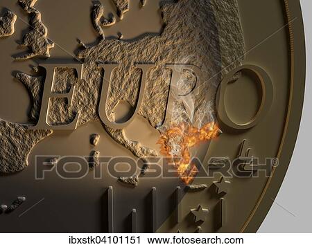 Euro coin, close-up, euro zone with Greece in flames, symbolic image View Large Photo Image Stock Image - Euro coin, close-up, euro zone with Greece in flames, symbolic image. Fotosearch
