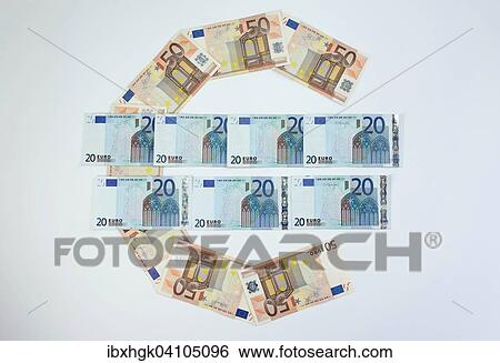 Stock Photograph - Euro, euro sign made with euro notes. Fotosearch