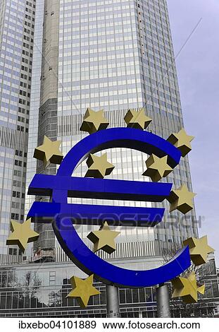 Stock Photo - EURO sign at the ECB, European Central Bank, Frankfurt am Main, Hesse, Germany, Europe. Fotosearch
