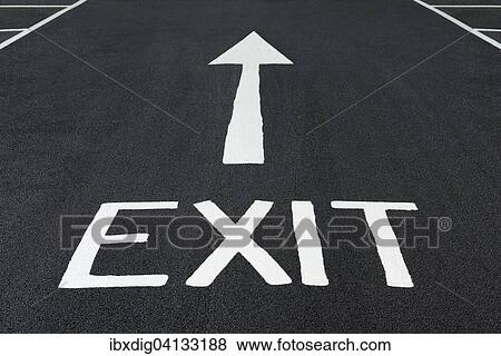 Exit arrow painted on a road View Large Photo Image Stock Photo - Exit arrow painted on a road. Fotosearch