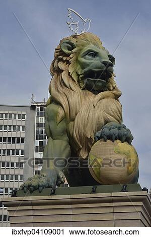 Stock Image - Falla figure, lion made of paper mache, Fallas festival, Valencia, Spain, Europe. Fotosearch