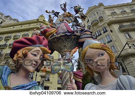 Falla figures at the Fallas festival, Valencia, Spain, Europe View Large Photo Image Stock Photograph - Falla figures at the Fallas festival, Valencia, Spain, Europe. Fotosearch