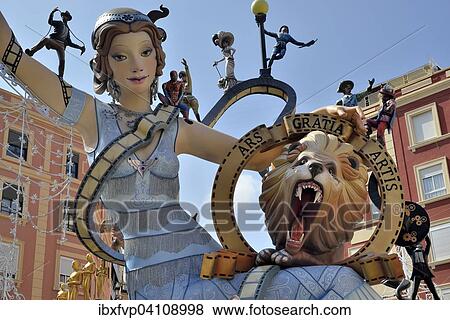 Stock Photo - Falla papier-mache figures, Fallas festival, Valencia, Spain, Europe. Fotosearch