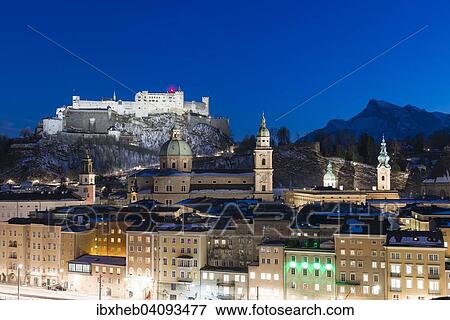 Stock Photo - Festung Hohensalzburg Fortress above the historic centre, Salzburg, Austria, Europe. Fotosearch
