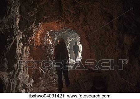 Stock Image - First World War tunnel leading through Mt Kleiner Langazuoi, Falzarego Pass, Cortina d'Ampezzo, Veneto, Italy, Europe. Fotosearch