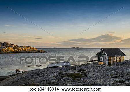 Fisherman's cottage by the sea at sunset, Smogen, Bohuslan, Sweden, Europe View Large Photo Image Picture - Fisherman's cottage by the sea at sunset, Smogen, Bohuslan, Sweden, Europe. Fotosearch