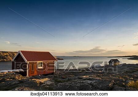 Fisherman's cottage by the sea at sunset, Smogen, Bohuslan, Sweden, Europe View Large Photo Image Stock Image - Fisherman's cottage by the sea at sunset, Smogen, Bohuslan, Sweden, Europe. Fotosearch
