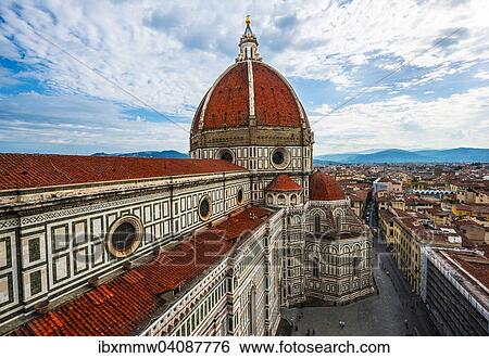 Florence Cathedral, Cattedrale di Santa Maria del Fiore with the dome by Brunelleschi, city at the back, UNESCO World Heritage Site, Florence, Tuscany, Italy, Europe View Large Photo Image Stock Photograph - Florence Cathedral, Cattedrale di Santa Maria del Fiore with the dome by Brunelleschi, city at the back, UNESCO World Heritage Site, Florence, Tuscany, Italy, Europe. Fotosearch