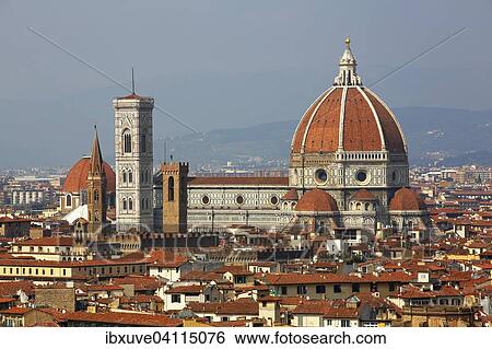 Florence's historic centre, a UNESCO World Heritage Site, Cathedral of Santa Maria del Fiore, Duomo Brunelleschi's Dome and Giotto's Bell Tower, Florence, Tuscany, Italy, Europe View Large Photo Image Stock Photograph - Florence's historic centre, a UNESCO World Heritage Site, Cathedral of Santa Maria del Fiore, Duomo Brunelleschi's Dome and Giotto's Bell Tower, Florence, Tuscany, Italy, Europe. Fotosearch