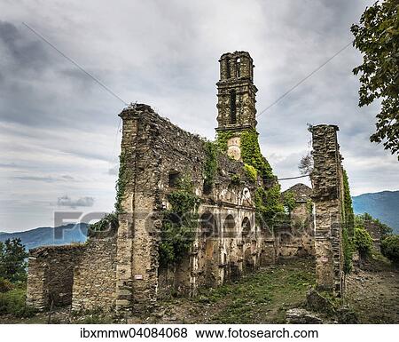 Former Franciscan Monastery of Orezza, ruins of a church in front of a dramatic sky, Valle di-Rostino, Haute-Corse, Corsica, France, Europe View Large Photo Image Stock Photo - Former Franciscan Monastery of Orezza, ruins of a church in front of a dramatic sky, Valle di-Rostino, Haute-Corse, Corsica, France, Europe. Fotosearch