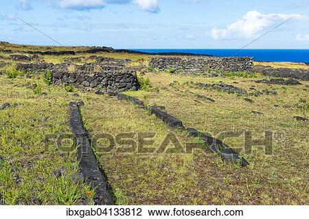 Foundations of elliptical houses, Ahu Tepeu, Rapa Nui National Park, Unesco World Heritage Site, Easter Island, Chile, South America View Large Photo Image Stock Image - Foundations of elliptical houses, Ahu Tepeu, Rapa Nui National Park, Unesco World Heritage Site, Easter Island, Chile, South America. Fotosearch