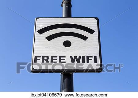 Stock Photo - Free Wi-Fi sign, signpost, Holland, The Netherlands, Europe. Fotosearch