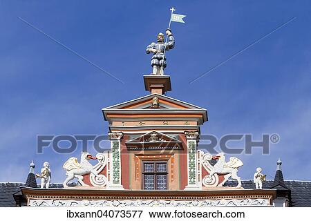Gable decorations on the historic Haus zum Breiten Herd, Renaissance mansion, historic centre, Erfurt, Thuringia, Germany, Europe View Large Photo Image Stock Photo - Gable decorations on the historic Haus zum Breiten Herd, Renaissance mansion, historic centre, Erfurt, Thuringia, Germany, Europe. Fotosearch