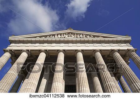 Gable with sculptures, facade of the Walhalla memorial, Donaustauf, Upper Palatinate, Bavaria, Germany, Europe View Large Photo Image Stock Photo - Gable with sculptures, facade of the Walhalla memorial, Donaustauf, Upper Palatinate, Bavaria, Germany, Europe. Fotosearch