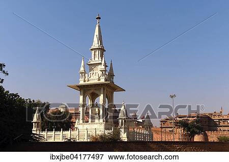 Gangar Singh Monument in front of the Junagarh Fort, City Palace, Bikaner, Rajasthan, India, Asia View Large Photo Image Stock Photo - Gangar Singh Monument in front of the Junagarh Fort, City Palace, Bikaner, Rajasthan, India, Asia. Fotosearch