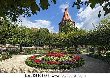 Gardens, Lower Bastion, tower Tiergartnertor gate, Kaiserburg, Imperial Castle, Nuremberg, Middle Franconia, Franconia, Bavaria, Germany, Europe View Large Photo Image Stock Photograph - Gardens, Lower Bastion, tower Tiergartnertor gate, Kaiserburg, Imperial Castle, Nuremberg, Middle Franconia, Franconia, Bavaria, Germany, Europe. Fotosearch