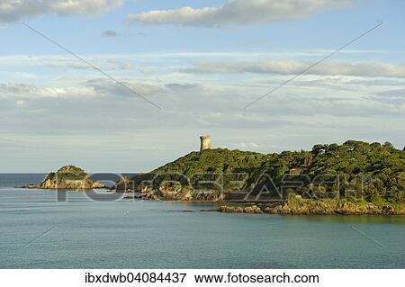 Stock Photo - Genoese watchtower in Fautea, Cote des Nacres, East Coast, Corsica, France, Europe. Fotosearch