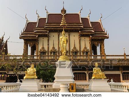Golden Buddha statues in front of Wat Baan Rai, Wittayakom viharn, Dhamma Park, Korat, Nakhon Ratchasima Province, Isaan, Isan, Thailand, Asia View Large Photo Image Stock Image - Golden Buddha statues in front of Wat Baan Rai, Wittayakom viharn, Dhamma Park, Korat, Nakhon Ratchasima Province, Isaan, Isan, Thailand, Asia. Fotosearch