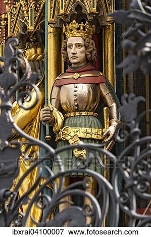 Gothic sculpture of Alexander the Great, Schoner Brunnen fountain, Nuremberg, Middle Franconia, Franconia, Bavaria, Germany, Europe View Large Photo Image Stock Photo - Gothic sculpture of Alexander the Great, Schoner Brunnen fountain, Nuremberg, Middle Franconia, Franconia, Bavaria, Germany, Europe. Fotosearch
