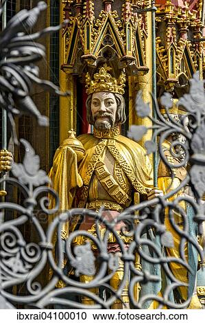 Gothic sculpture of King of Bohemia, Schoner Brunnen fountain, Nuremberg, Middle Franconia, Franconia, Bavaria, Germany, Europe View Large Photo Image Stock Image - Gothic sculpture of King of Bohemia, Schoner Brunnen fountain, Nuremberg, Middle Franconia, Franconia, Bavaria, Germany, Europe. Fotosearch