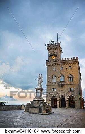Government Palace at dusk, Palazzo Pubblico Governo, Piazza della Liberta, San Marino, Republic of San Marino, Europe View Large Photo Image Stock Photo - Government Palace at dusk, Palazzo Pubblico Governo, Piazza della Liberta, San Marino, Republic of San Marino, Europe. Fotosearch