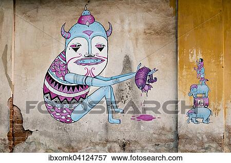 Graffiti, wall, Cochin, Kochi, Kerala, India, Asia View Large Photo Image Stock Photo - Graffiti, wall, Cochin, Kochi, Kerala, India, Asia. Fotosearch