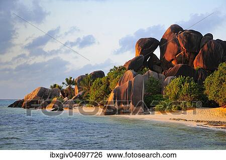 Granite rocks on Anse Source d'Argent beach, La Digue Island, La Digue and Inner Islands, Seychelles, Africa View Large Photo Image Stock Photograph - Granite rocks on Anse Source d'Argent beach, La Digue Island, La Digue and Inner Islands, Seychelles, Africa. Fotosearch