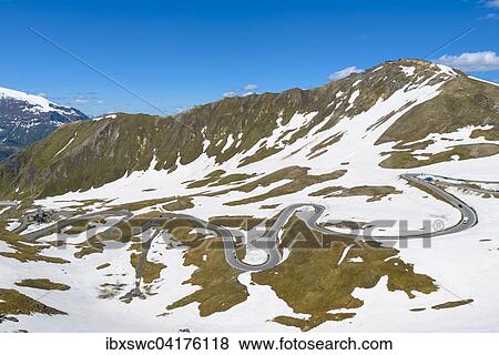 Stock Photo - Grossglockner High Alpine Road, Edelweissspitze at the rear right, High Tauern National Park, Salzburg, Austria, Europe. Fotosearch