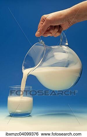 Hand pouring milk from a jug into a glass View Large Photo Image Stock Photograph - Hand pouring milk from a jug into a glass. Fotosearch