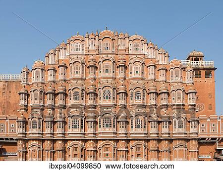 Stock Image - Hawa Mahal, Palace of Winds, Jaipur, Rajasthan, India, Asia. Fotosearch