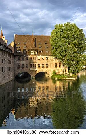 Heilig Geist Spital, Pegnitz River, Nuremberg, Middle Franconia, Franconia, Bavaria, Germany, Europe View Large Photo Image Stock Photo - Heilig Geist Spital, Pegnitz River, Nuremberg, Middle Franconia, Franconia, Bavaria, Germany, Europe. Fotosearch