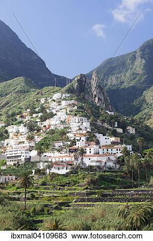 Hermigua, Twin Rocks, Roques de San Pedro, banana plantations, La Gomera, Canary Islands, Spain, Europe View Large Photo Image Stock Image - Hermigua, Twin Rocks, Roques de San Pedro, banana plantations, La Gomera, Canary Islands, Spain, Europe. Fotosearch