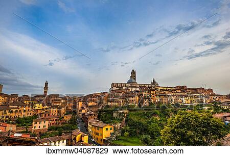 Historic centre with the cathedral Cattedrale di Santa Maria Assunta, and Torre del Mangia, Siena, Tuscany, Italy, Europe View Large Photo Image Stock Photo - Historic centre with the cathedral Cattedrale di Santa Maria Assunta, and Torre del Mangia, Siena, Tuscany, Italy, Europe. Fotosearch