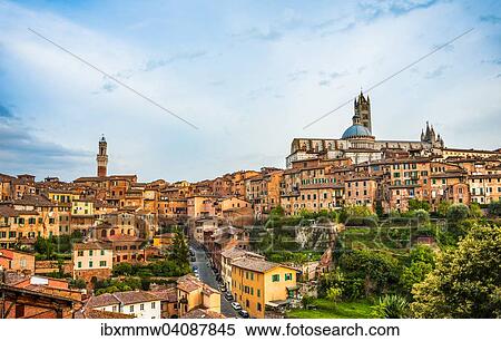 Historic centre with the cathedral Cattedrale di Santa Maria Assunta, and Torre del Mangia, Siena, Tuscany, Italy, Europe View Large Photo Image Stock Photography - Historic centre with the cathedral Cattedrale di Santa Maria Assunta, and Torre del Mangia, Siena, Tuscany, Italy, Europe. Fotosearch